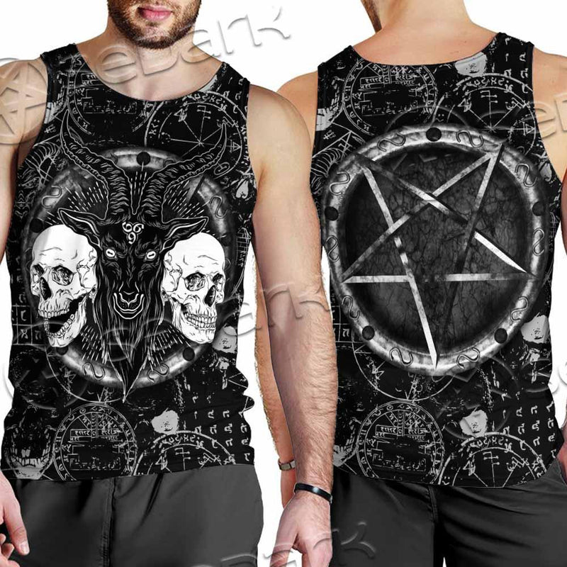 Skull Goat Head 666 SED-0974 Men Tank-tops