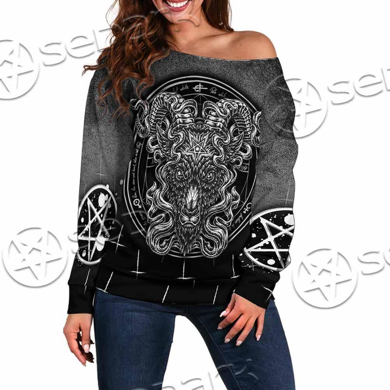 Goat Head Inverted Cross SED-0977 Off Shoulder Sweaters