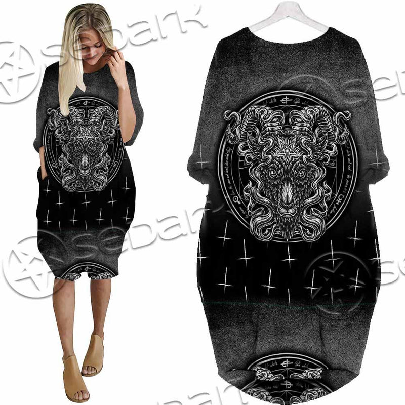 Goat Head Inverted Cross SED-0977 Batwing Pocket Dress