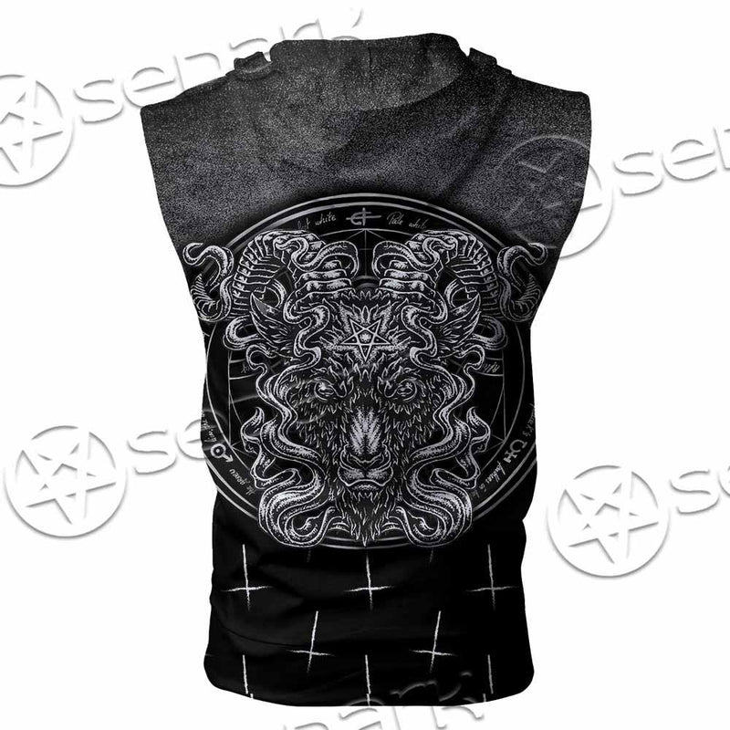 Goat Head Inverted Cross SED-0977 Zip Sleeveless Hoodie