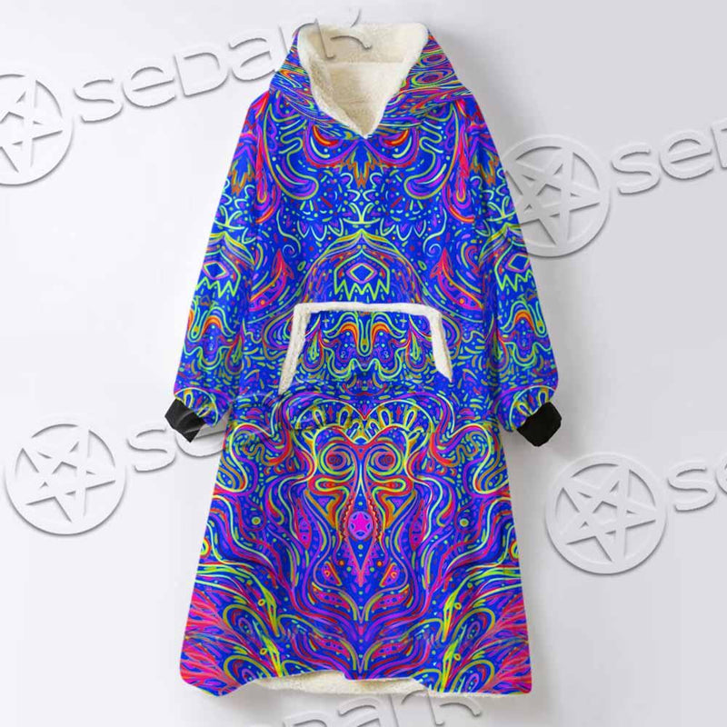 Psychedelic Trippy Abstract Mandala SED-0979 Oversized Sherpa Blanket Hoodie