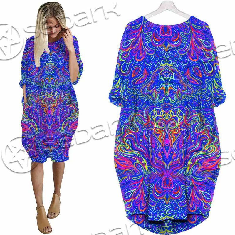 Psychedelic Trippy Abstract Mandala SED-0979 Batwing Pocket Dress