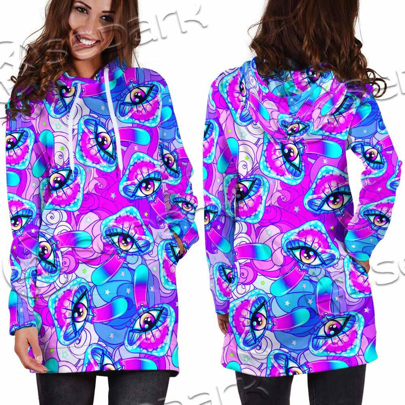 Magic Mushrooms Psychedelic Hallucination SED-0981 Hoodie Dress