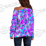 Magic Mushrooms Psychedelic Hallucination SED-0981 Off Shoulder Sweaters