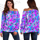 Magic Mushrooms Psychedelic Hallucination SED-0981 Off Shoulder Sweaters