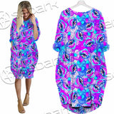 Magic Mushrooms Psychedelic Hallucination SED-0981 Batwing Pocket Dress