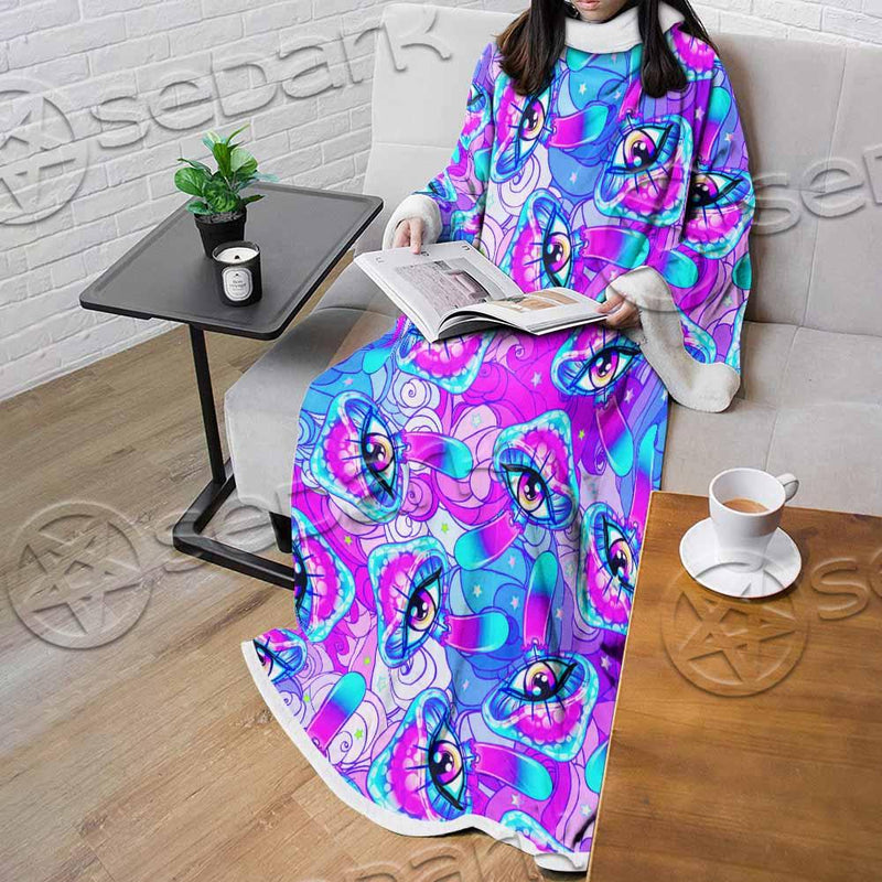 Magic Mushrooms Psychedelic Hallucination SED-0981 Sleeved Blanket
