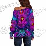 Psychedelic Trippy Colorful SED-0982 Off Shoulder Sweaters