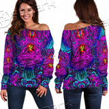 Psychedelic Trippy Colorful SED-0982 Off Shoulder Sweaters