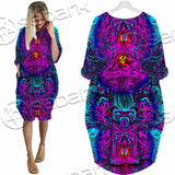 Psychedelic Trippy Colorful SED-0982 Batwing Pocket Dress