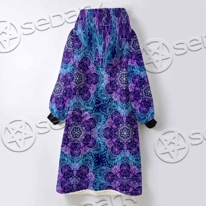 Sacred Geometric Pattern Metatron Cube SED-0983 Oversized Sherpa Blanket Hoodie
