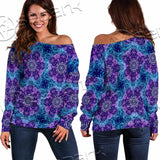 Sacred Geometric Pattern Metatron Cube SED-0983 Off Shoulder Sweaters