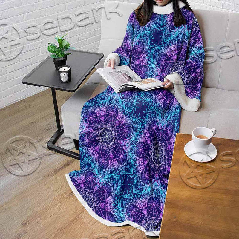 Sacred Geometric Pattern Metatron Cube SED-0983 Sleeved Blanket