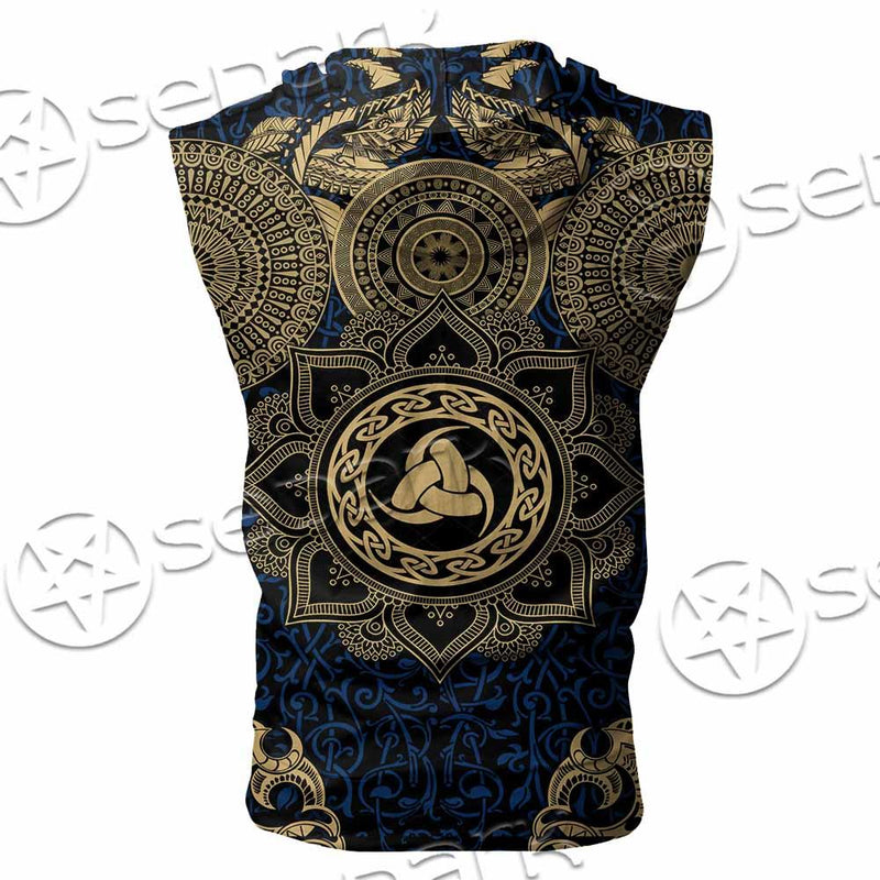 Odin Rune Celtic Shield SED-0989 Zip Sleeveless Hoodie