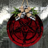 Baphomet pentagram Round Wooden Sign
