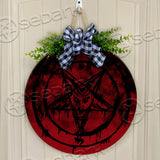 Baphomet pentagram Round Wooden Sign