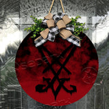 Baphomet lucifer Round Wooden Sign