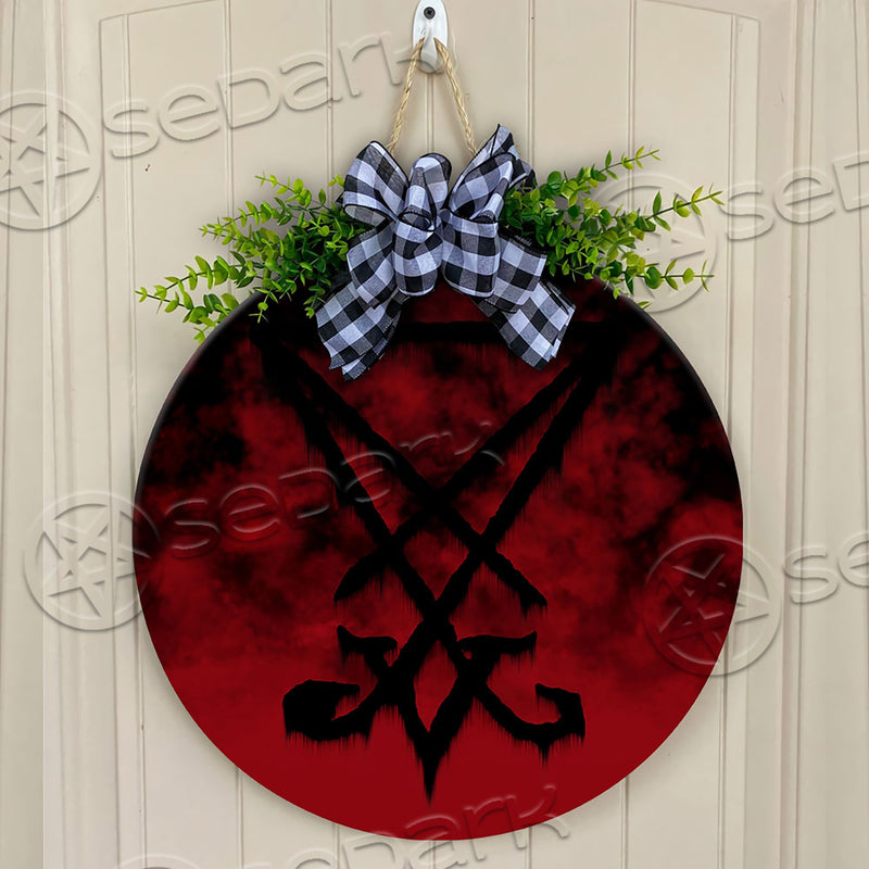 Baphomet lucifer Round Wooden Sign