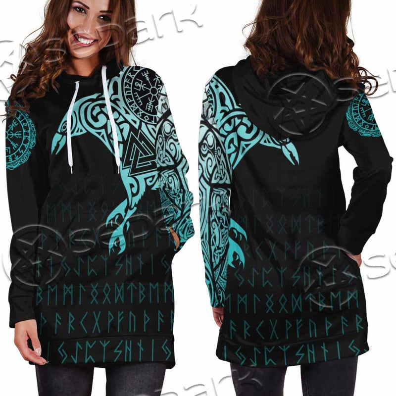 Vikings The Raven Of Odin Tattoo SED-0990 Hoodie Dress