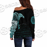 Vikings The Raven Of Odin Tattoo SED-0990 Off Shoulder Sweaters