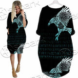 Vikings The Raven Of Odin Tattoo SED-0990 Batwing Pocket Dress