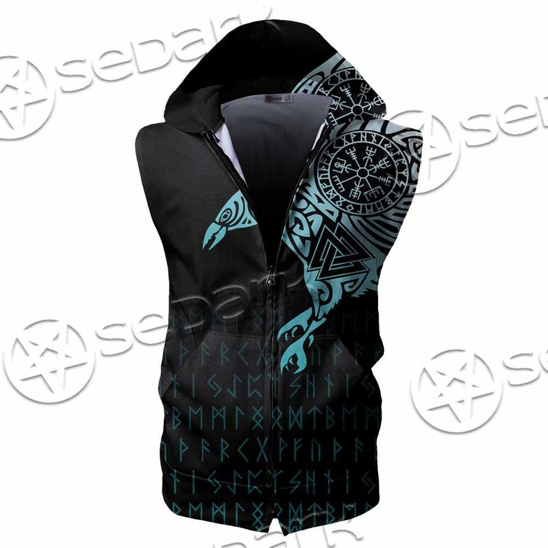 Vikings The Raven Of Odin Tattoo SED-0990 Zip Sleeveless Hoodie