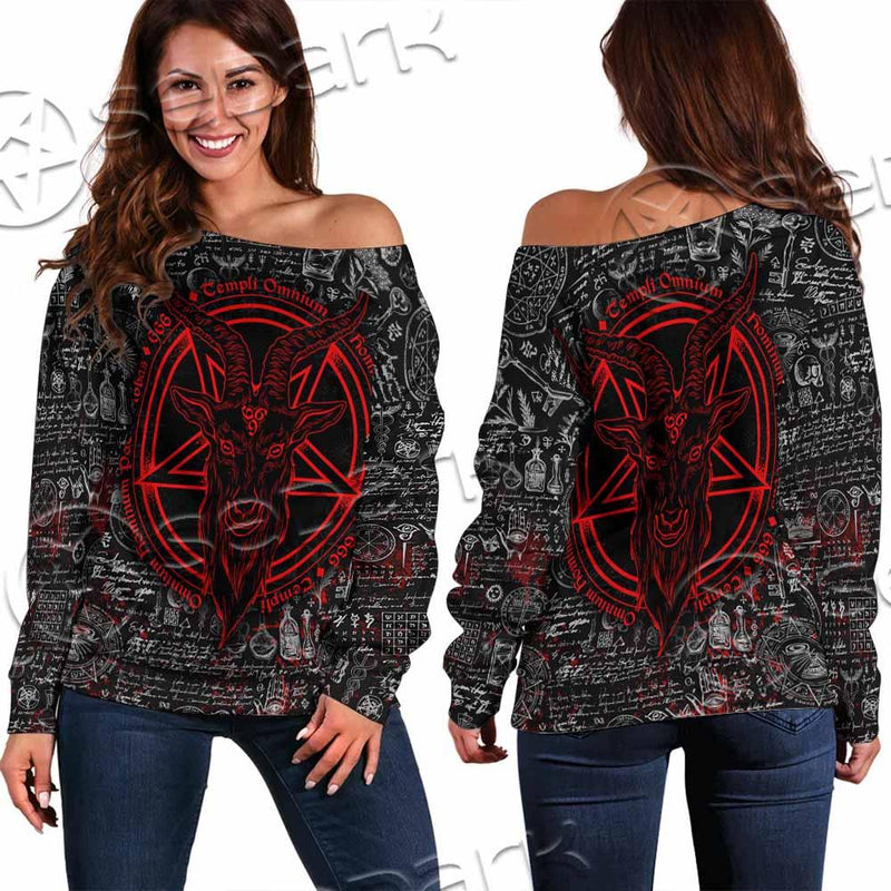 Bloody Goat Head SED-0992 Off Shoulder Sweaters