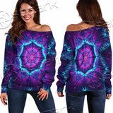 Cosmic Of Purple And Black Laser Lights SED-0995 Off Shoulder Sweaters