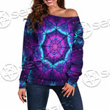 Cosmic Of Purple And Black Laser Lights SED-0995 Off Shoulder Sweaters