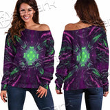 Futuristic Science-Fiction Abstract SED-0996 Off Shoulder Sweaters