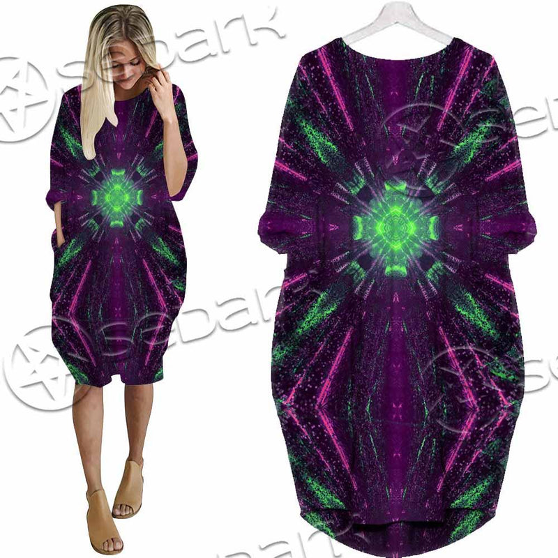 Futuristic Science-Fiction Abstract SED-0996 Batwing Pocket Dress