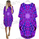 Psychedelic Glowing Abstract Neon Light SED-0997 Batwing Pocket Dress