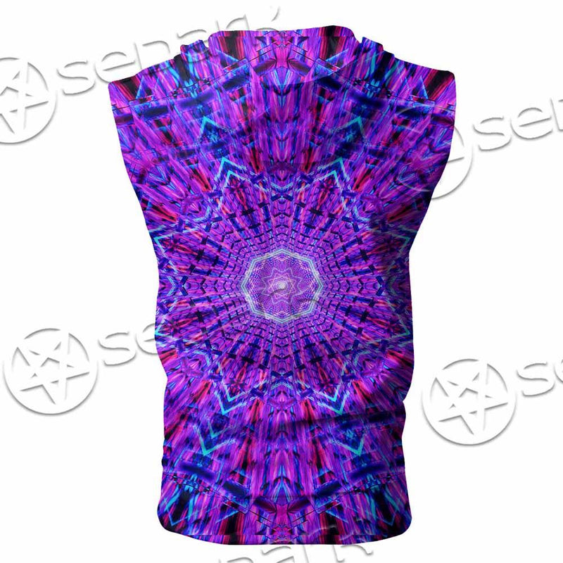 Psychedelic Glowing Abstract Neon Light SED-0997 Zip Sleeveless Hoodie