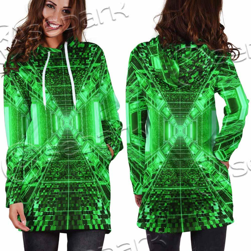 Abstract Psychedelic Corridor Pattern SED-0998 Hoodie Dress