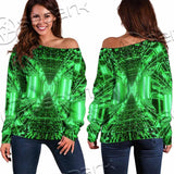 Abstract Psychedelic Corridor Pattern SED-0998 Off Shoulder Sweaters