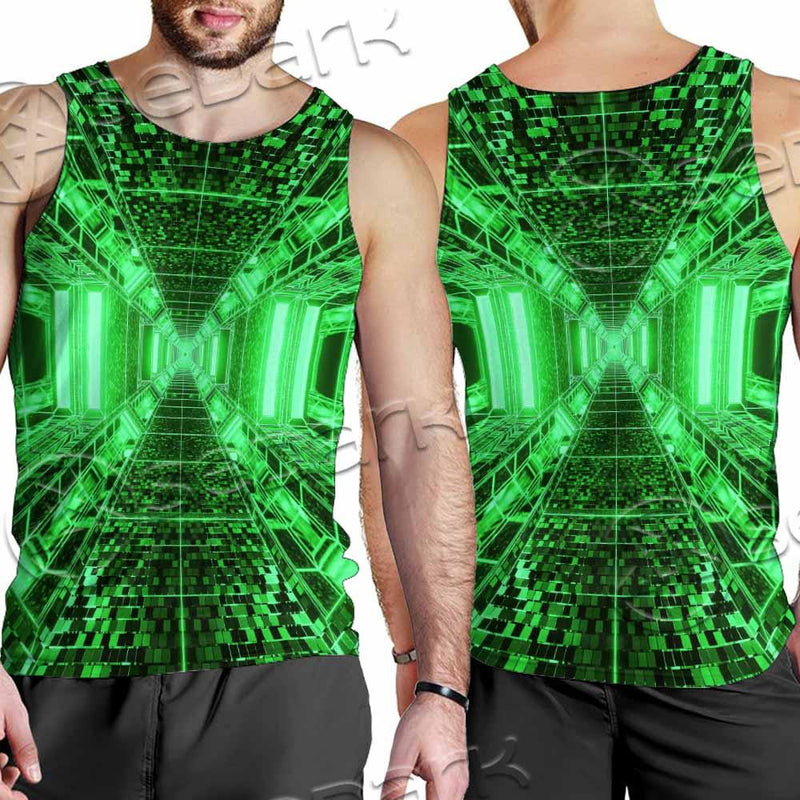 Abstract Psychedelic Corridor Pattern SED-0998 Men Tank-tops