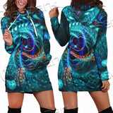 Fractal Colored Abstract Round Curves And Lines SED-1000 Hoodie Dress