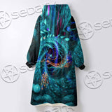 Fractal Colored Abstract Round Curves And Lines SED-1000 Oversized Sherpa Blanket Hoodie