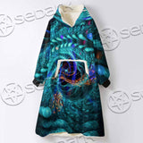 Fractal Colored Abstract Round Curves And Lines SED-1000 Oversized Sherpa Blanket Hoodie