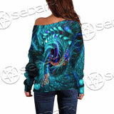 Fractal Colored Abstract Round Curves And Lines SED-1000 Off Shoulder Sweaters