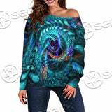 Fractal Colored Abstract Round Curves And Lines SED-1000 Off Shoulder Sweaters