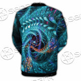 Fractal Colored Abstract Round Curves And Lines SED-1000 Button Jacket