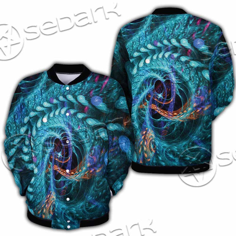 Fractal Colored Abstract Round Curves And Lines SED-1000 Button Jacket