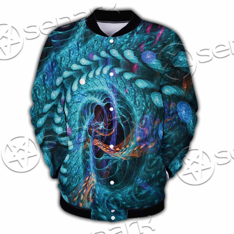 Fractal Colored Abstract Round Curves And Lines SED-1000 Button Jacket