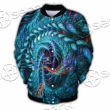 Fractal Colored Abstract Round Curves And Lines SED-1000 Button Jacket
