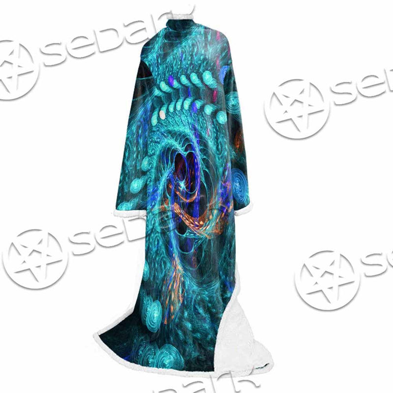 Fractal Colored Abstract Round Curves And Lines SED-1000 Sleeved Blanket