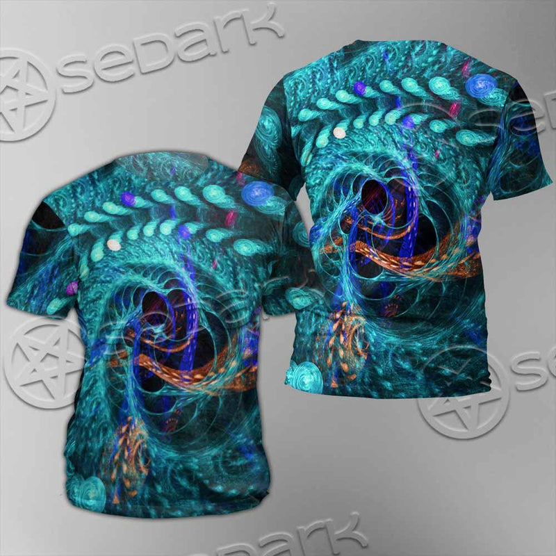 Fractal Colored Abstract Round Curves And Lines SED-1000 Unisex T-shirt