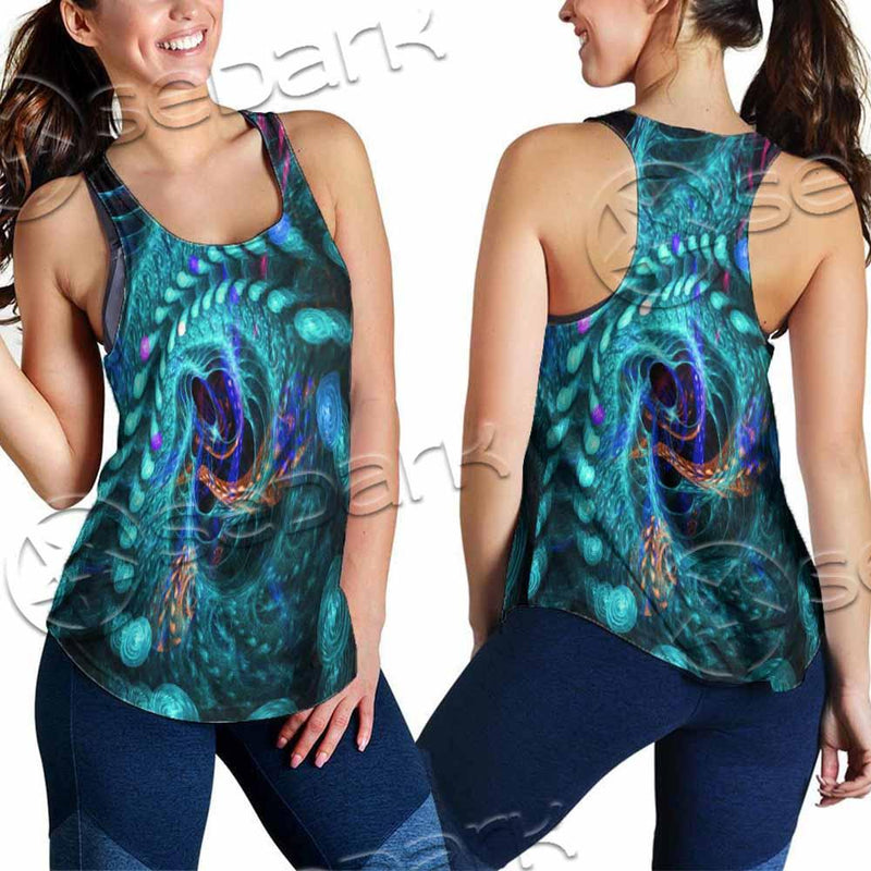 Fractal Colored Abstract Round Curves And Lines SED-1000 Women Tank Top