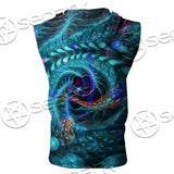Fractal Colored Abstract Round Curves And Lines SED-1000 Zip Sleeveless Hoodie