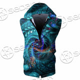 Fractal Colored Abstract Round Curves And Lines SED-1000 Zip Sleeveless Hoodie